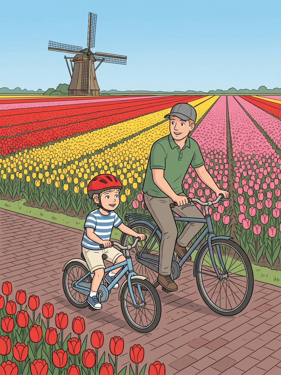 Biking Through the Tulip Fields